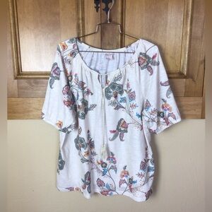 Allison Daley XL tassel tie floral summer blouse